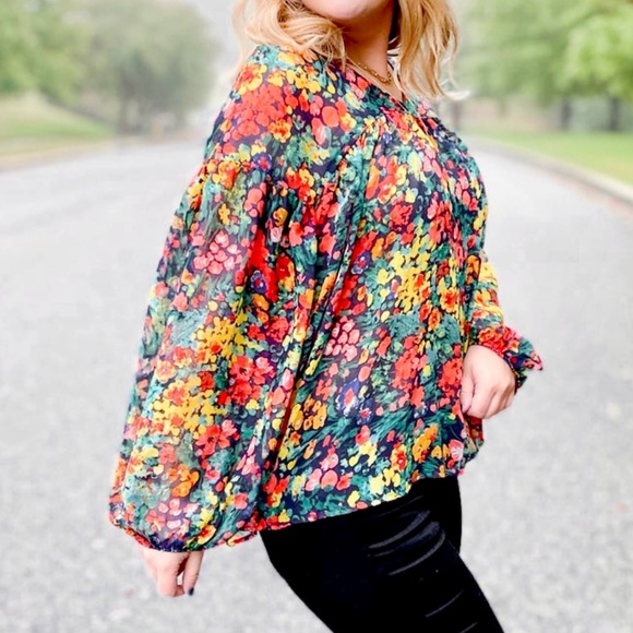 Bucket list: Happy Floral Chiffon Babydoll Top - Picture 4 of 8